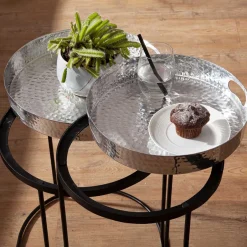 Beistelltische mit Tabletts in Silber - Makimona (zweiteilig)^Wohnen Discount