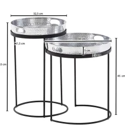 Beistelltische mit Tabletts in Silber - Makimona (zweiteilig)^Wohnen Discount