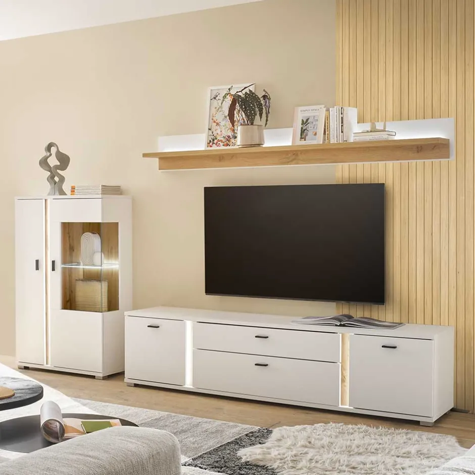 Wohnen Beleuchtete TV Anbauwand Möbelset - Racelyn (dreiteilig)