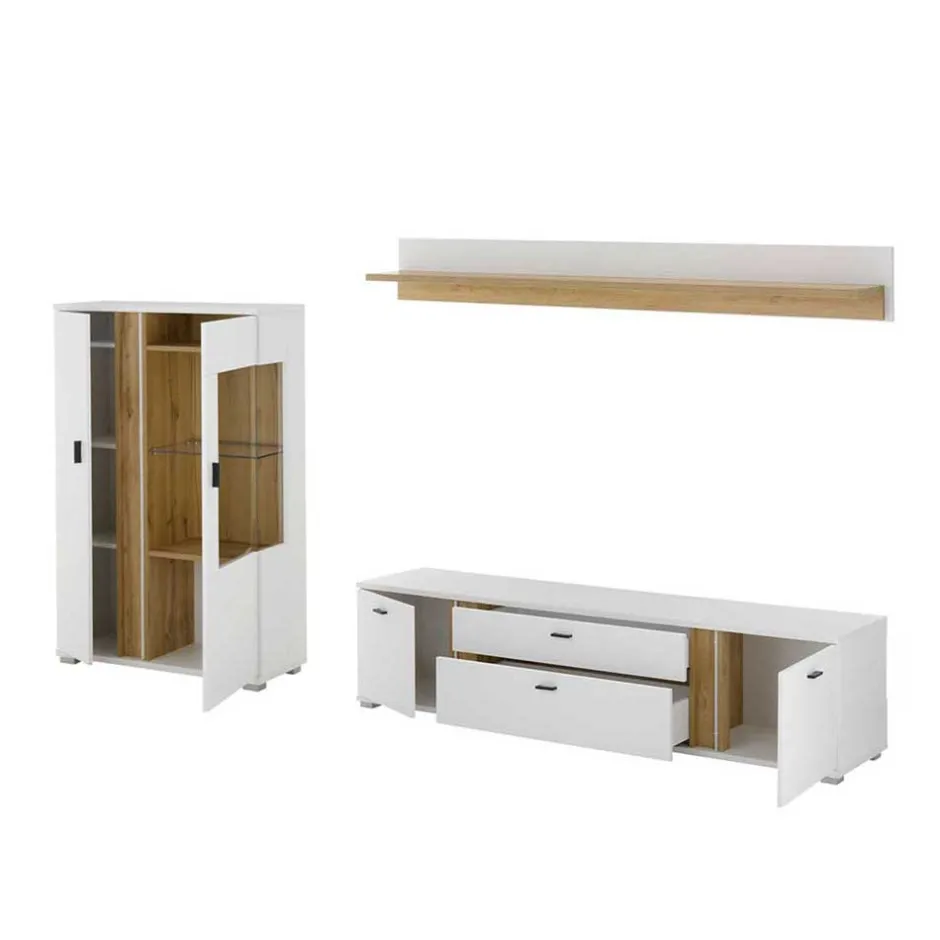 Wohnen Beleuchtete TV Anbauwand Möbelset - Racelyn (dreiteilig)