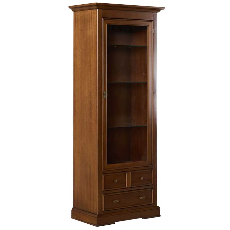 Wohnen Beleuchtete Vitrine in Walnuss Braun - Istefanio