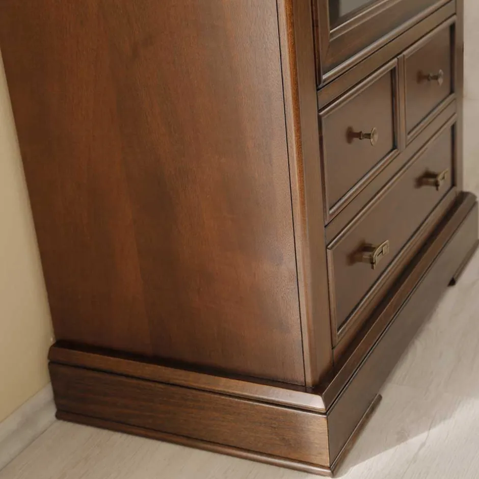 Wohnen Beleuchtete Vitrine in Walnuss Braun - Istefanio