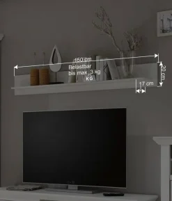 Wohnen Beleuchtete Wohnwand Chelles im weißem Landhausstil (vierteilig)