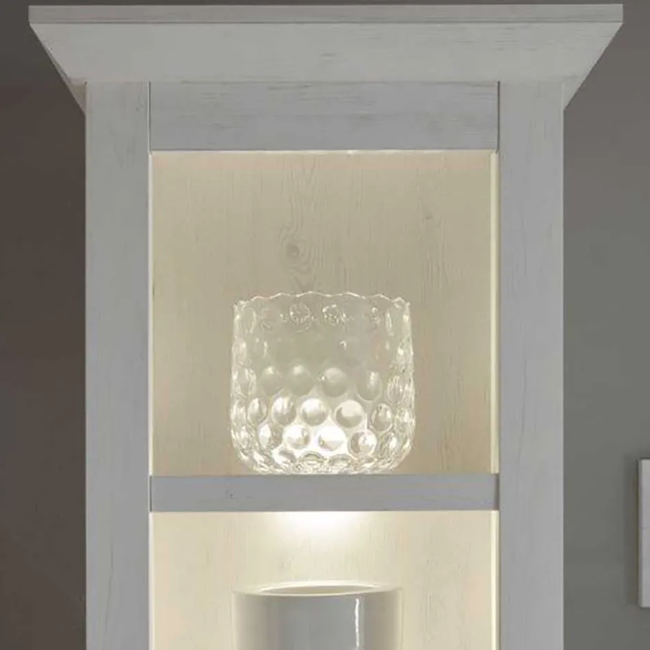 Wohnen Beleuchtete Wohnwand Chelles im weißem Landhausstil (vierteilig)