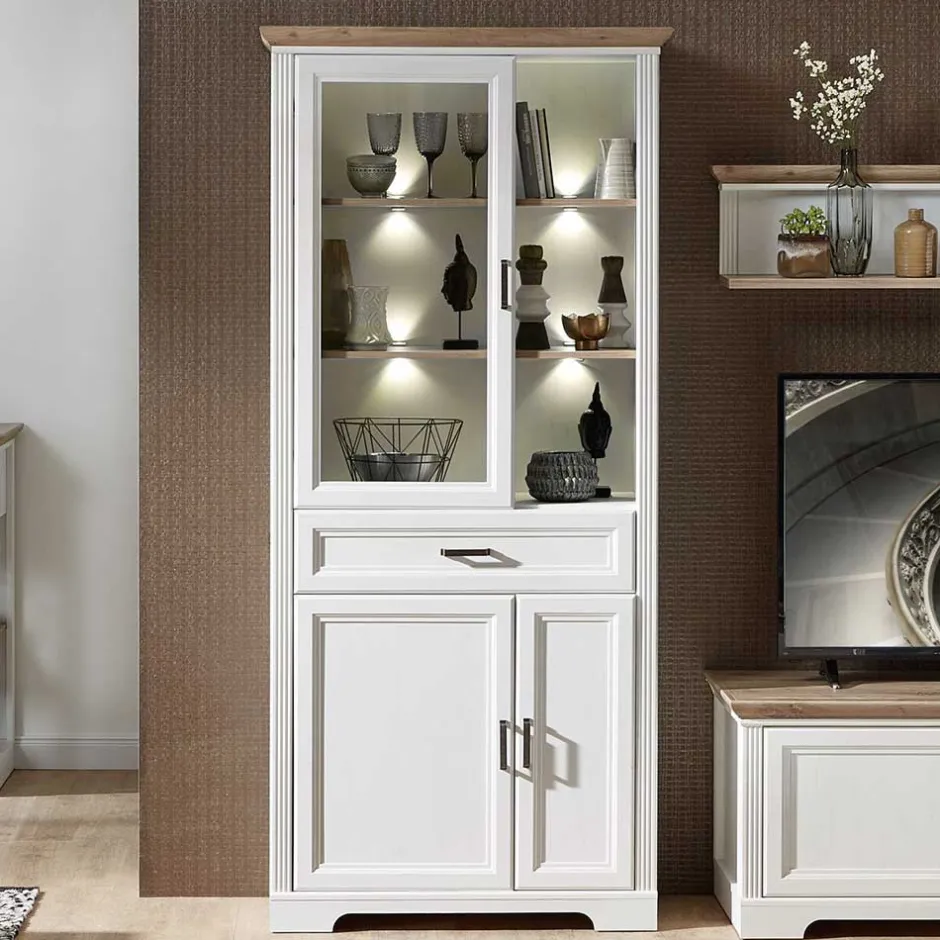 Wohnen Beleuchteter Vitrinenschrank im Country Style - Sinolita