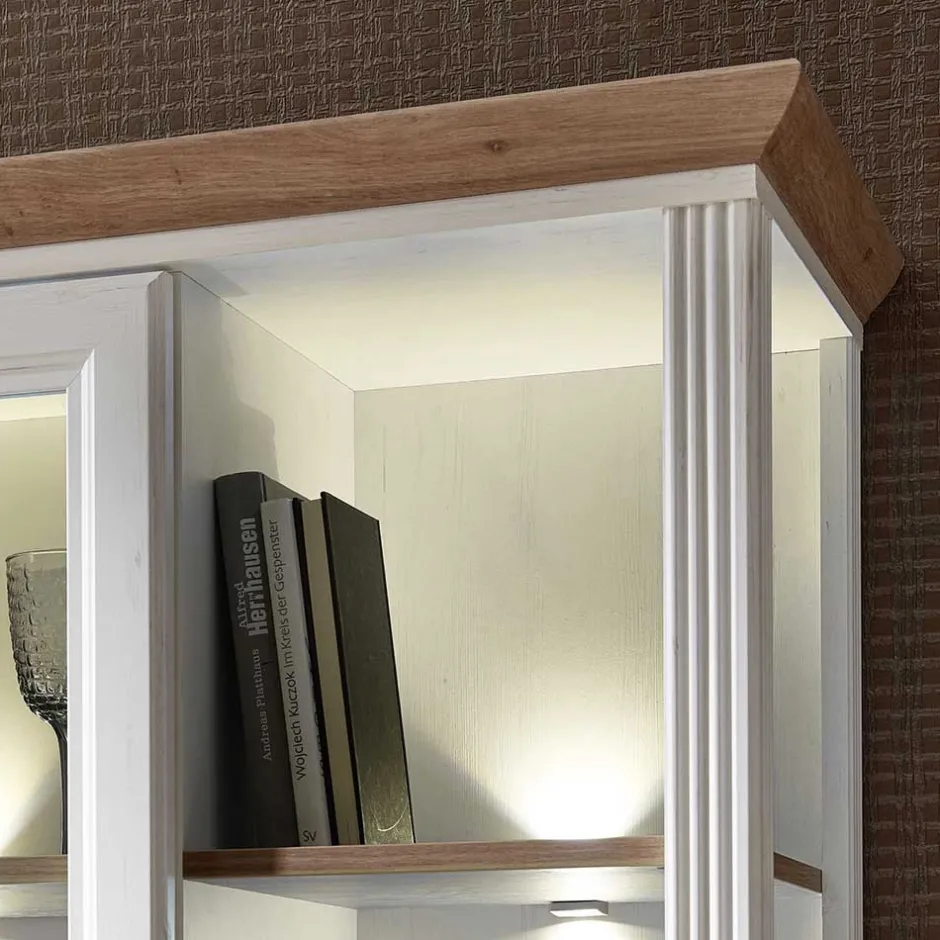 Wohnen Beleuchteter Vitrinenschrank im Country Style - Sinolita