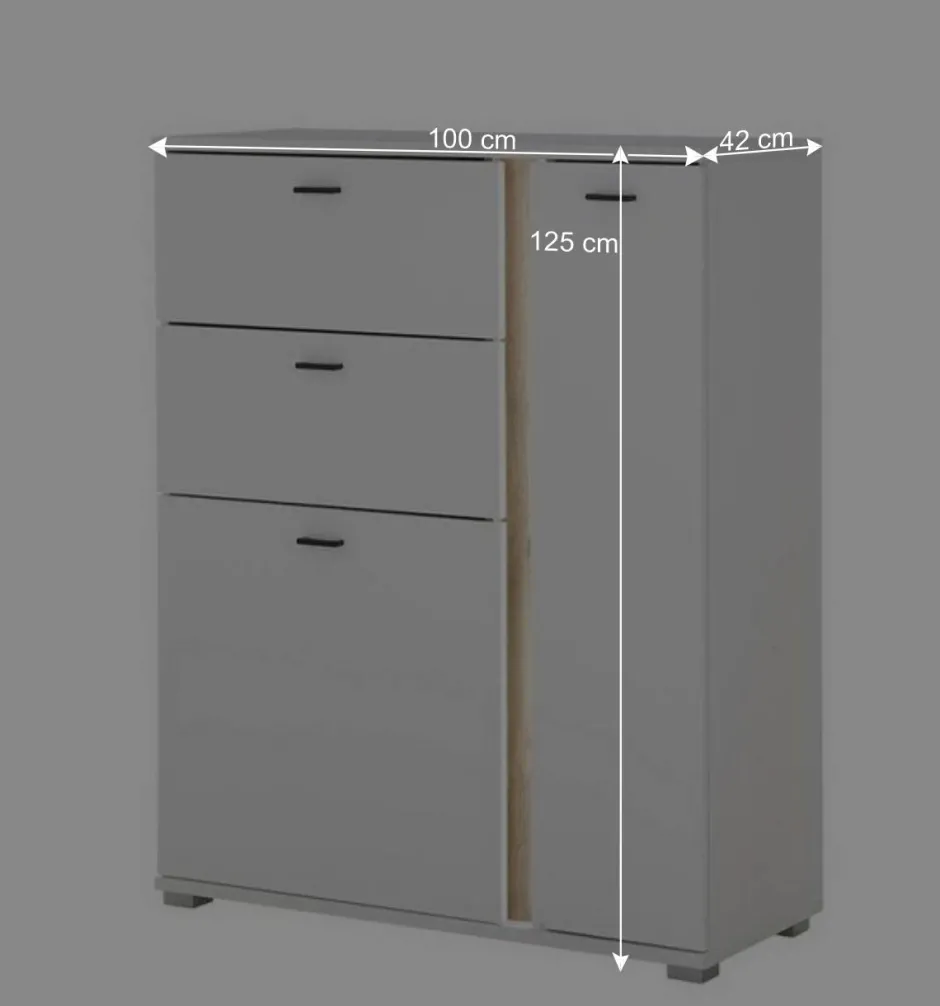 Wohnen Beleuchtetes Sideboard in Weiß mit Wildeiche - Racelyn