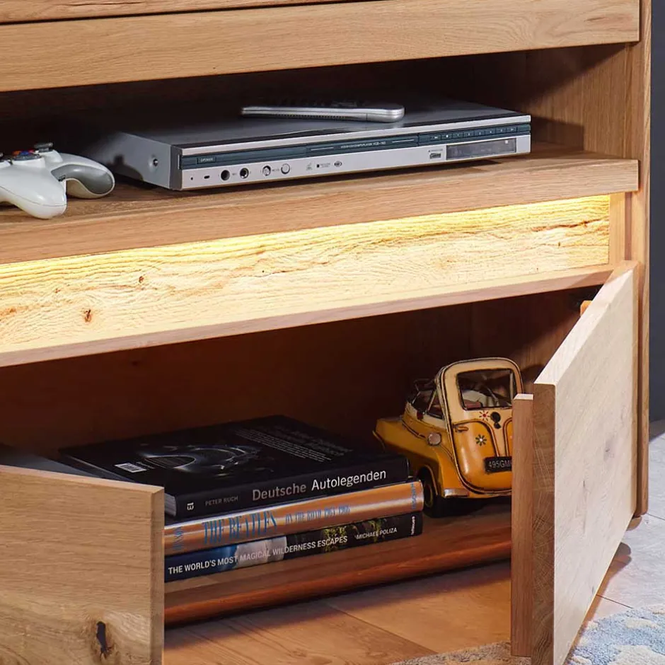 Beleuchtetes TV Element aus massiver Wildeiche - Acmida^Wohnen Hot