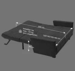 Bequemes Flachgewebe Faltsofa in Grau - Yirma^Wohnen Outlet