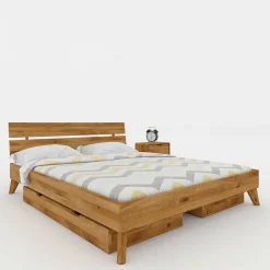 Wohnen Übergroßes Holzbett mit Bettkästen - Eavy II