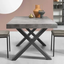 Wohnen Betonoptik Ausziehtisch mit zwei Einlegeplatten - Relisa