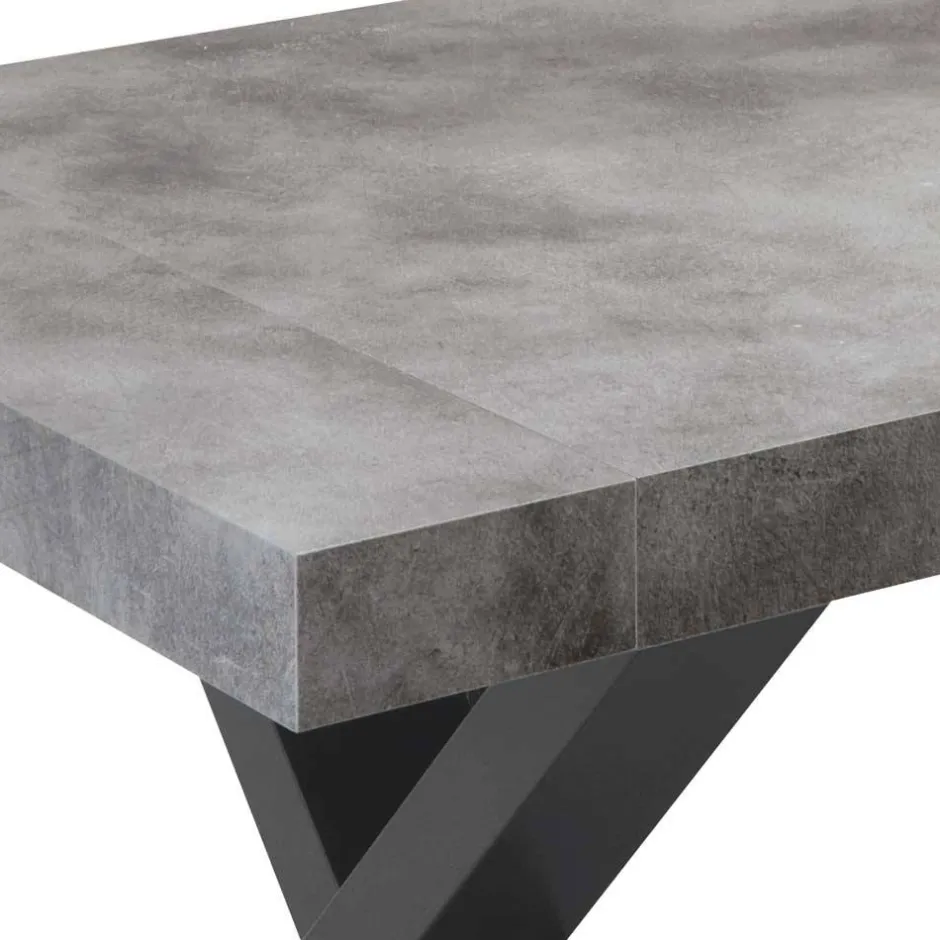 Wohnen Betonoptik Ausziehtisch mit zwei Einlegeplatten - Relisa