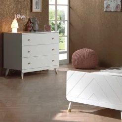 Wohnen Bett & Nachtkonsole & Kommode - Zimventa I (dreiteilig)