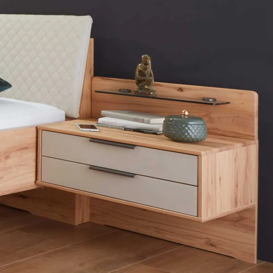 Bett Anlage in Kernbuche & Beige - Krofun I (dreiteilig)^Wohnen New