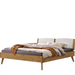Wohnen Bett aus Wildeiche mit Kunstleder - Cubus