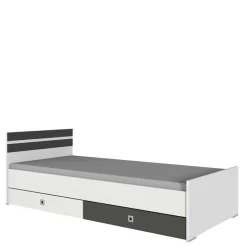 Wohnen Bett in Weiß mit Dunkelgrau - Tamba