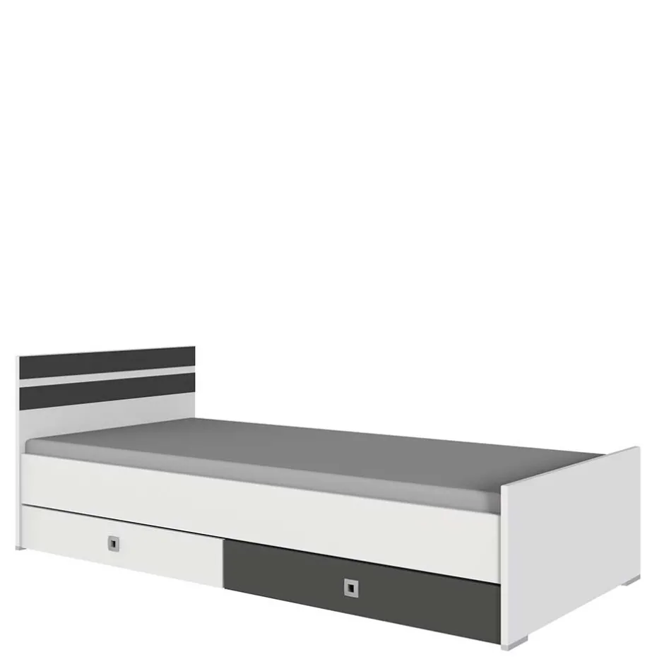 Wohnen Bett in Weiß mit Dunkelgrau - Tamba
