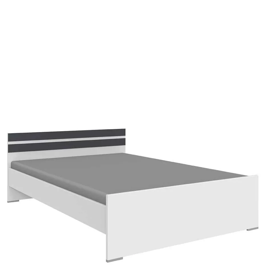 Wohnen Bett in Weiß mit Dunkelgrau - Tamba
