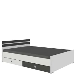 Wohnen Bett in Weiß mit Dunkelgrau - Tamba
