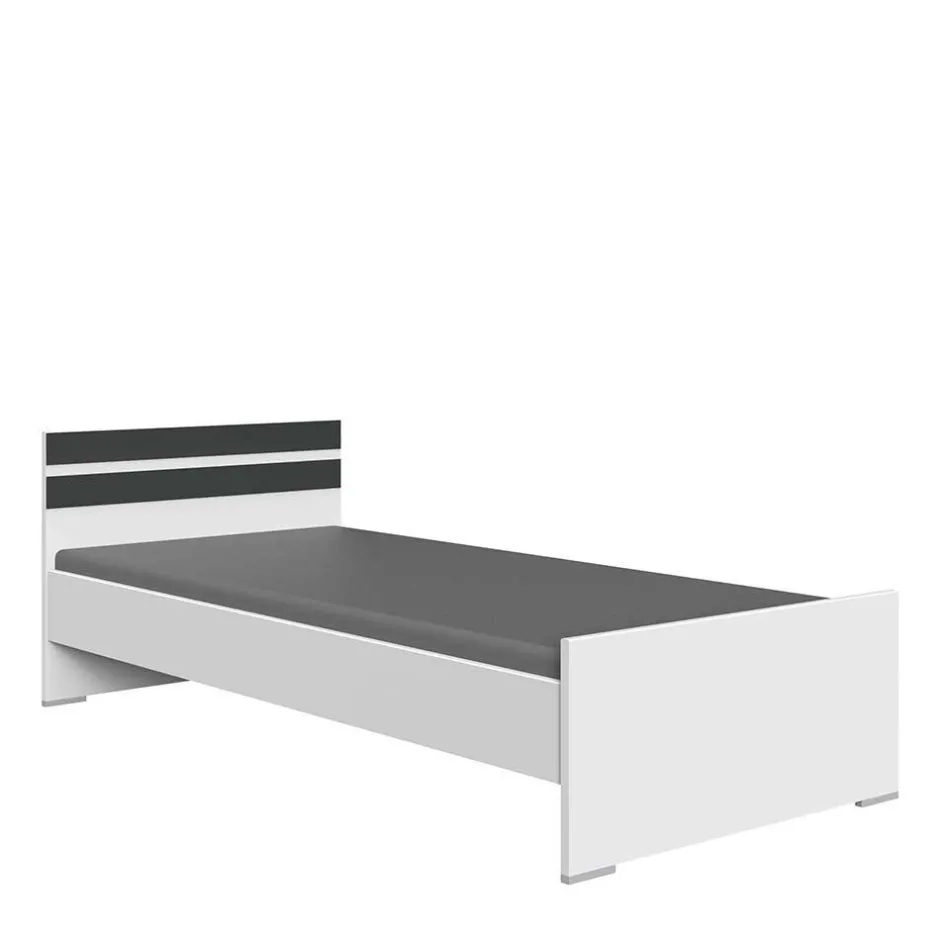 Wohnen Bett in Weiß mit Dunkelgrau - Tamba