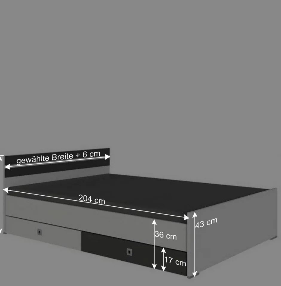 Wohnen Bett in Weiß mit Dunkelgrau - Tamba