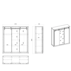 Wohnen Bett mit Nachtkonsolen & Schrank - Naiavio (vierteilig)