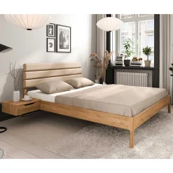 Wohnen Bett mit Nachtkonsolen aus Wildeiche - Grenadys (dreiteilig)