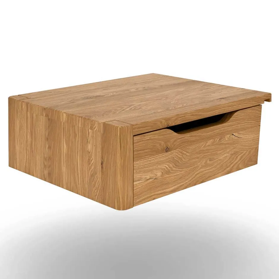 Wohnen Bett mit Nachtkonsolen aus Wildeiche - Grenadys (dreiteilig)