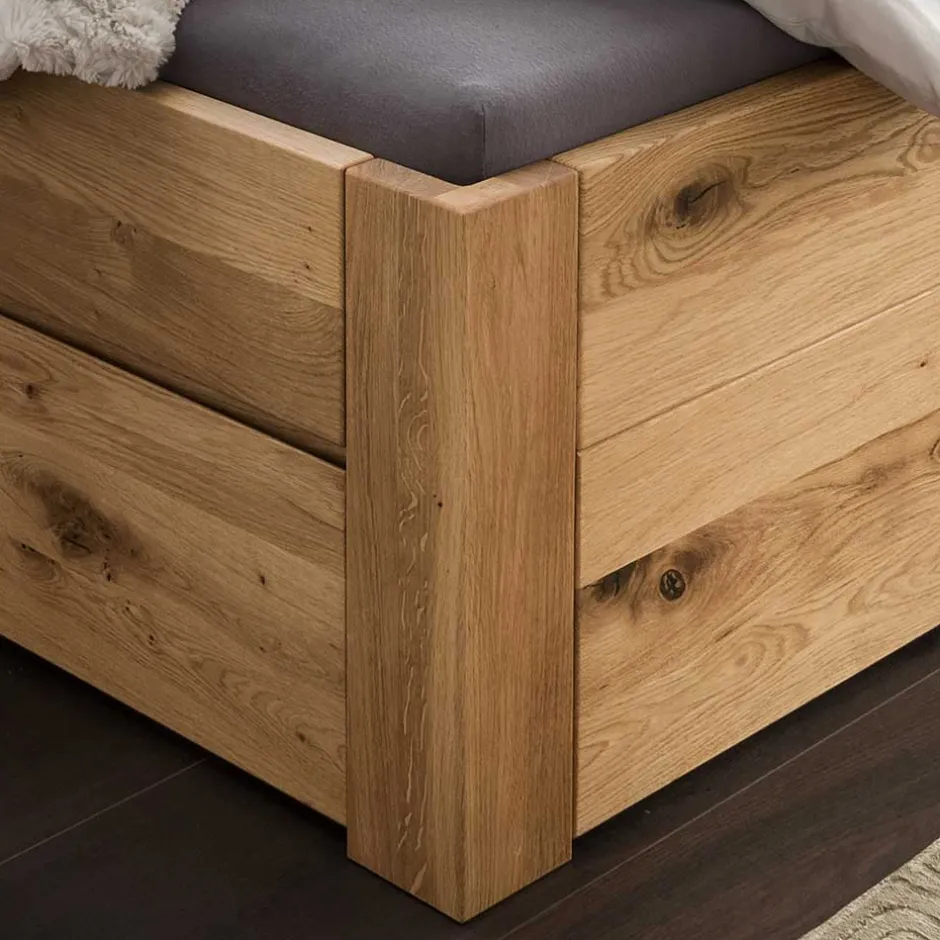 Wohnen Bett mit sechs Schubladen aus Wildeiche massiv - Zennian