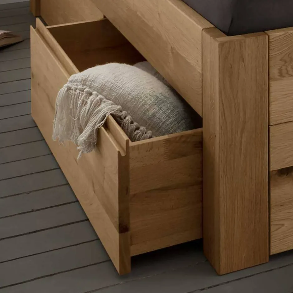 Bett mit vier Schubladen aus Wildeiche - Zennian (dreiteilig)^Wohnen Clearance