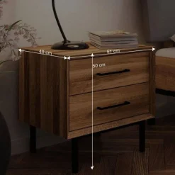 Bett mit Wildeiche Rahmen & Polsterkopfteil in Grau - Kerfa^Wohnen Discount