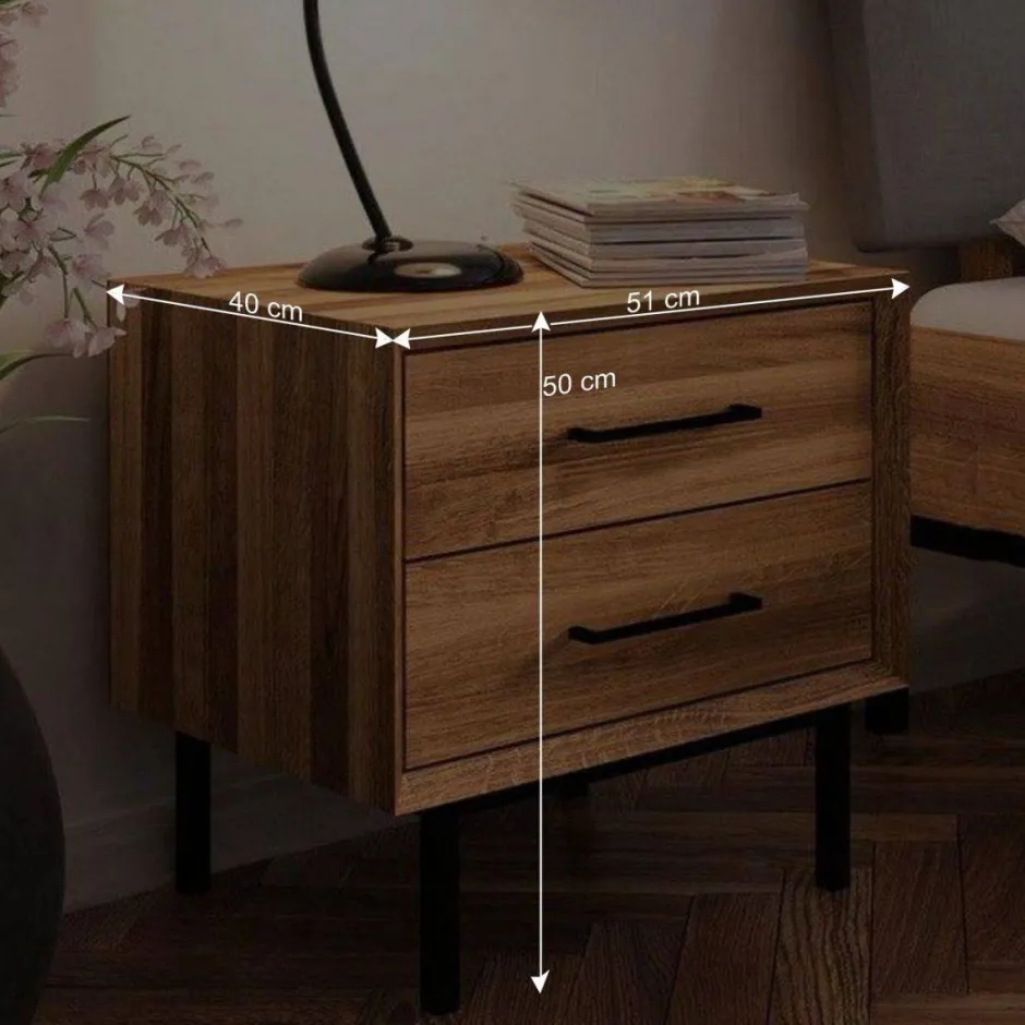 Bett mit Wildeiche Rahmen & Polsterkopfteil in Grau - Kerfa^Wohnen Discount