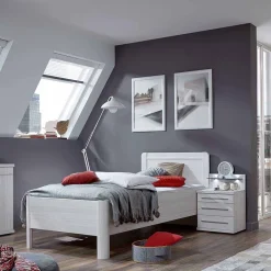 Bett und Nachtschrank Arneta in Weiß (zweiteilig)^Wohnen Online