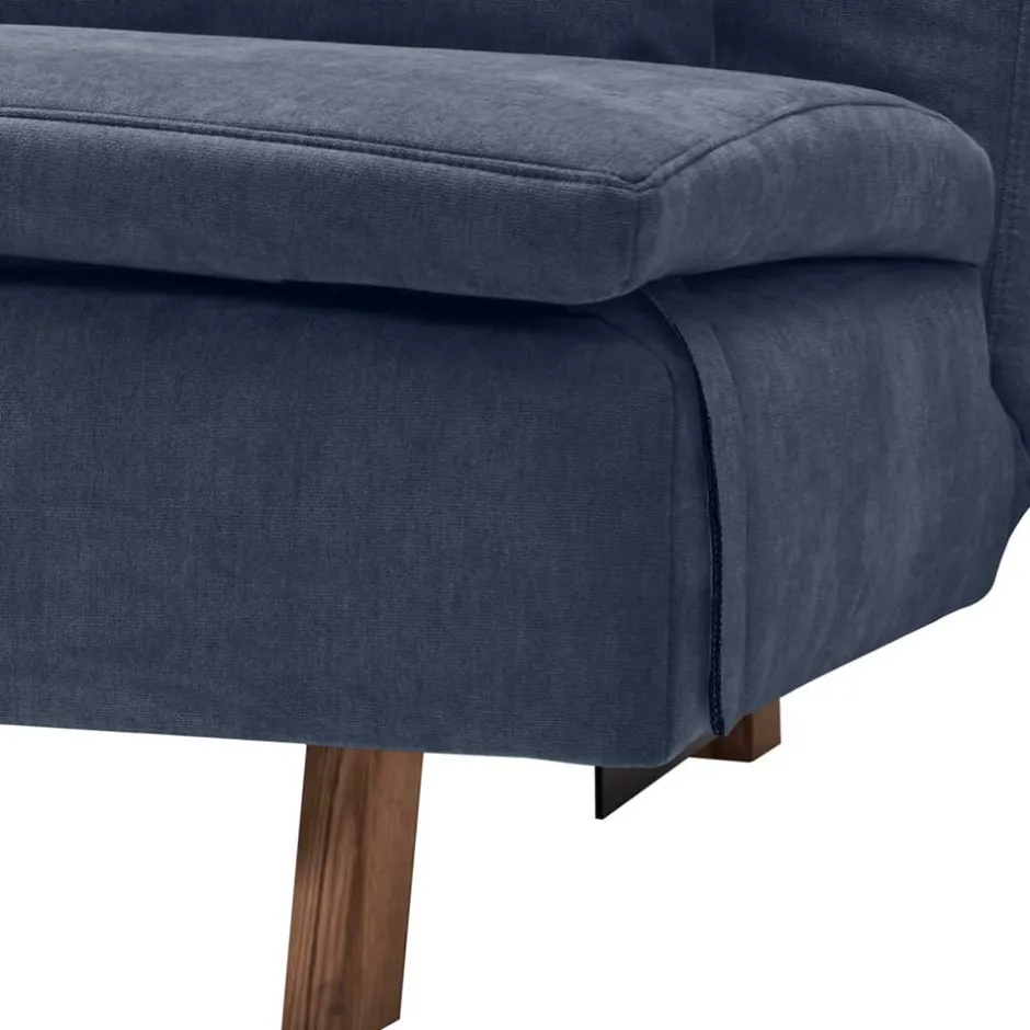 Wohnen Bettcouch in Dunkelblau mit Eiche - Mattys