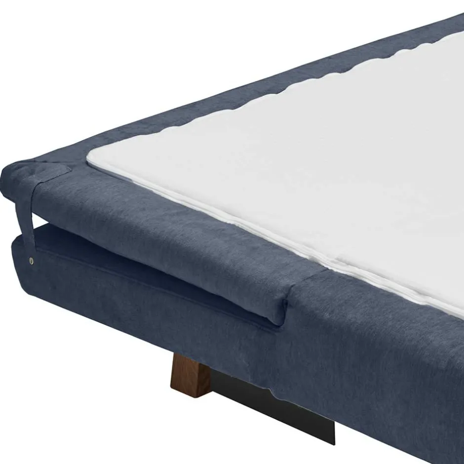 Wohnen Bettcouch in Dunkelblau mit Eiche - Mattys
