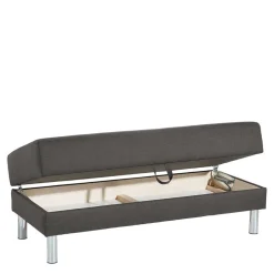 Bettfunktion Ecksofa in Anthrazit mit Chrom - Heavy (zweiteilig)^Wohnen Hot