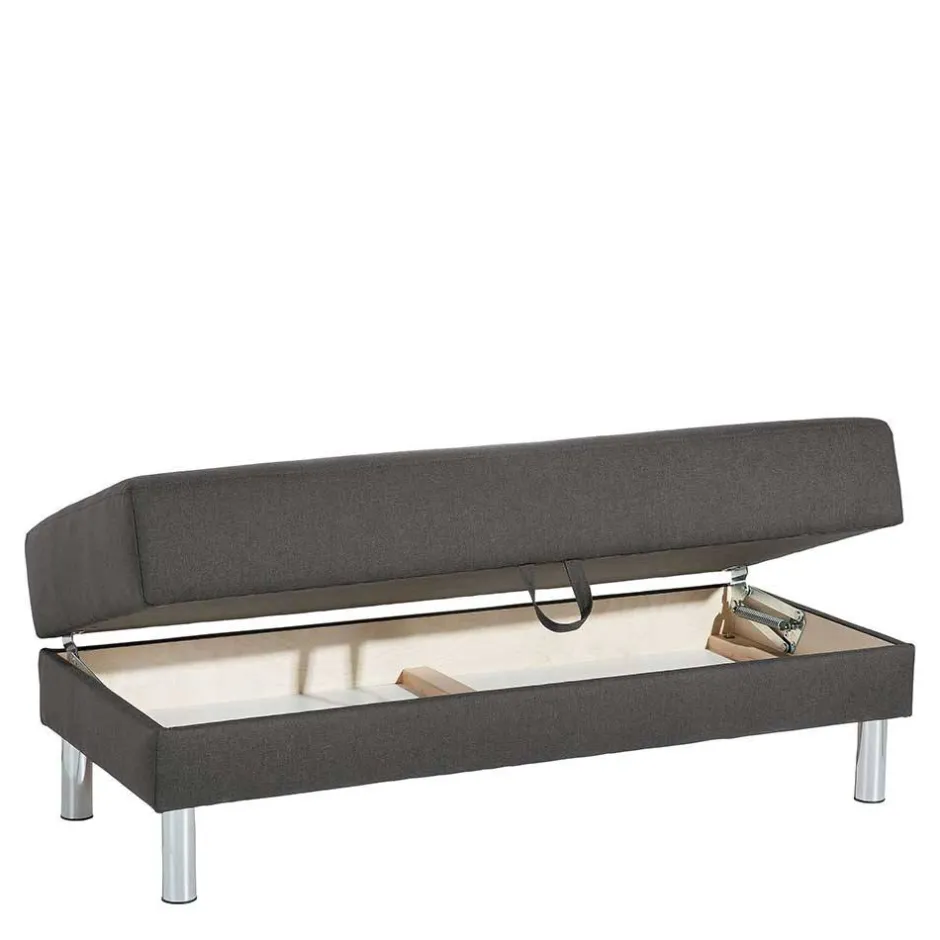 Bettfunktion Ecksofa in Anthrazit mit Chrom - Heavy (zweiteilig)^Wohnen Hot