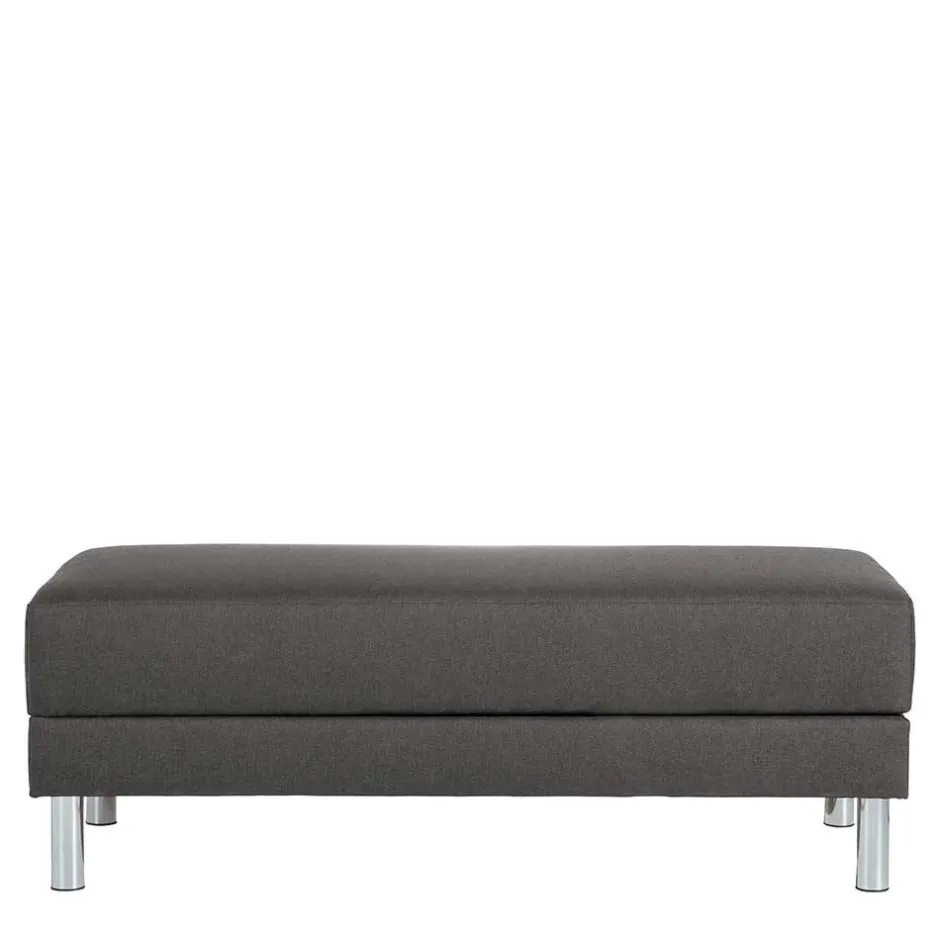 Bettfunktion Ecksofa in Anthrazit mit Chrom - Heavy (zweiteilig)^Wohnen Hot