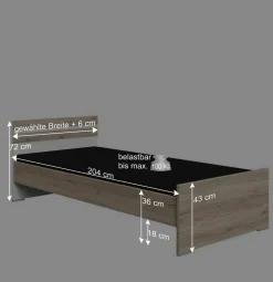 Bettgestell in Holzoptik Eiche San Remo - Folio^Wohnen Outlet