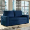 Bettsofa in Dunkelblau Velours - Viborg^Wohnen Outlet