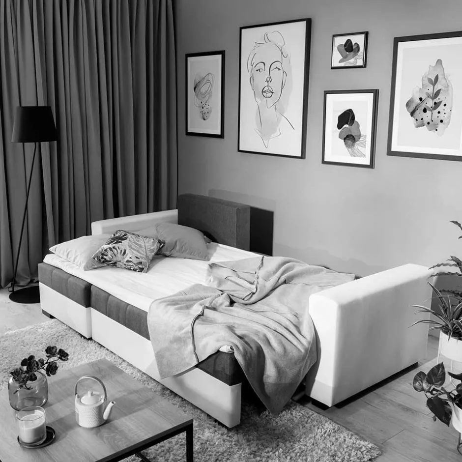 Bettsofa in Schwarzbraun Stoffbezug - Zyret^Wohnen Outlet