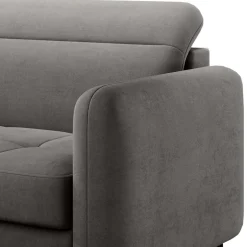 Bettsofa L-Couch in Grau Samtbezug - Lionel^Wohnen Outlet
