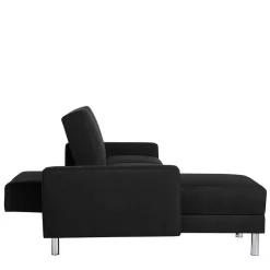 Wohnen Bettsofa mit Hocker in Schwarz mit Chrom - Farella (zweiteilig)