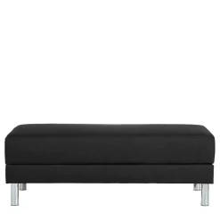 Wohnen Bettsofa mit Hocker in Schwarz mit Chrom - Farella (zweiteilig)