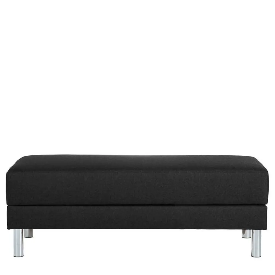 Wohnen Bettsofa mit Hocker in Schwarz mit Chrom - Farella (zweiteilig)