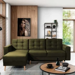 Wohnen Bettsofa Polsterecke in Oliv Grün - Joshua