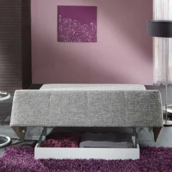 Bettsofa zum Ausklappen in hellem Silbergrau - Tropez^Wohnen Clearance