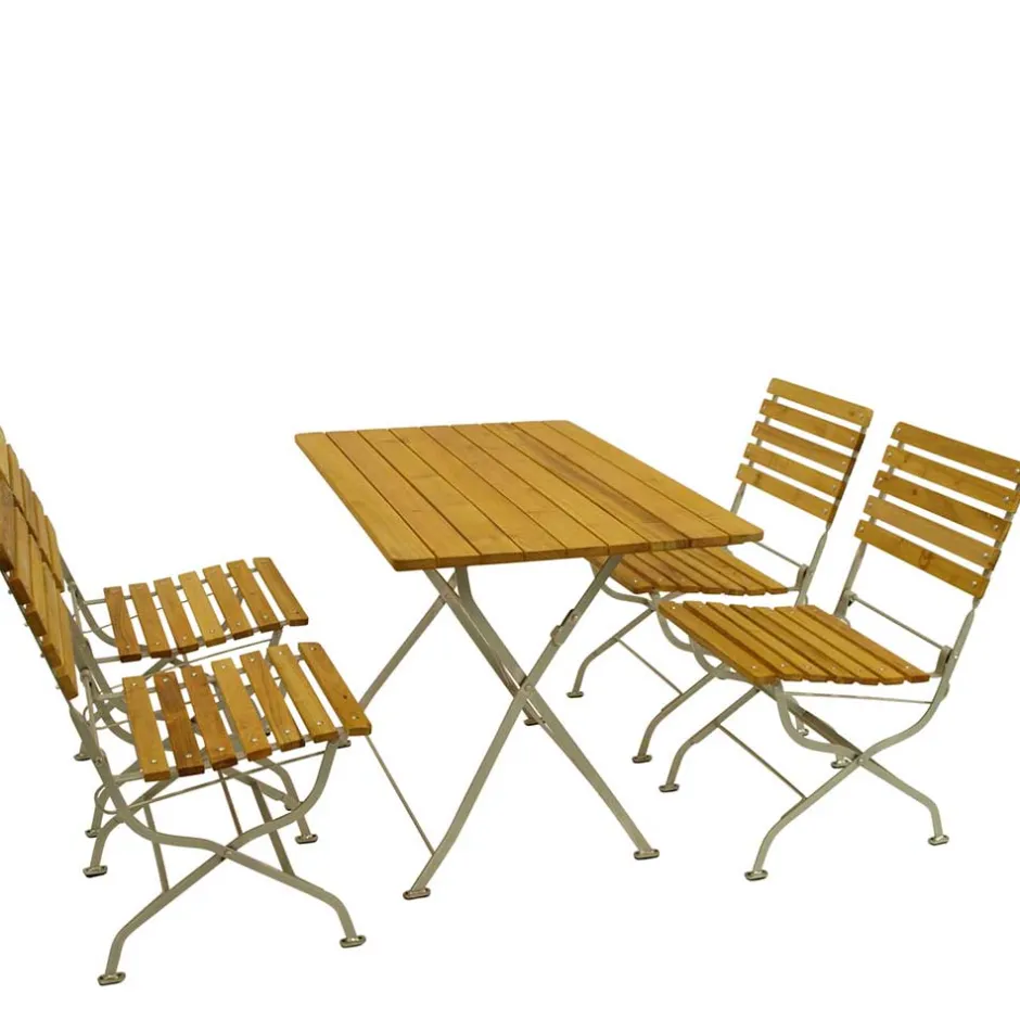 Wohnen Biergarten Gartengarnitur aus Robinie & Stahl - Haita (fünfteilig)