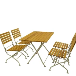 Wohnen Biergarten Gartengarnitur aus Robinie & Stahl - Haita (fünfteilig)