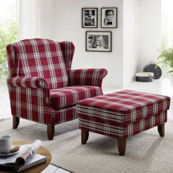 Wohnen Big Ohrensessel in Rot kariert - Matieu